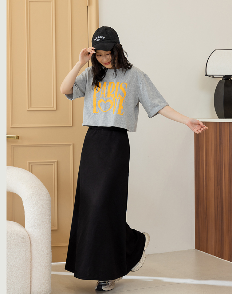 MIT COMFORTABLE SLIGHTLY STRETCH A-LINE MAXI SKIRT