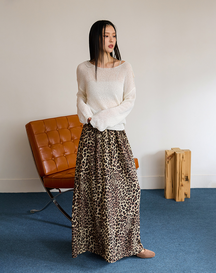 LEOPARD PRINT MODERN FLOWY SKIRT