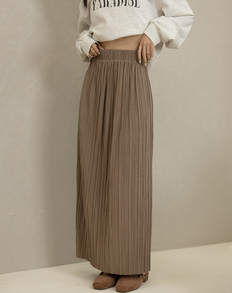 SOFT PLEATED RIBBED SKIRT