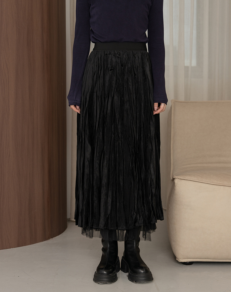 SHEER RUCHED MAXI SKIRT