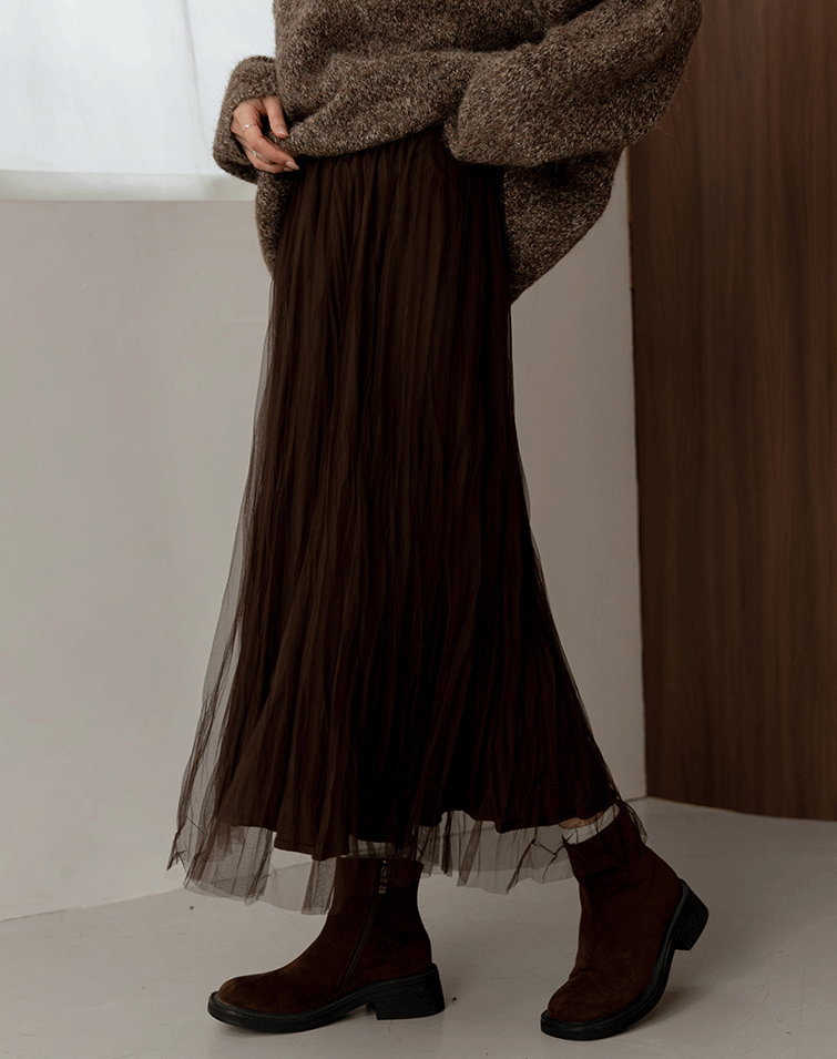 SHEER RUCHED MAXI SKIRT