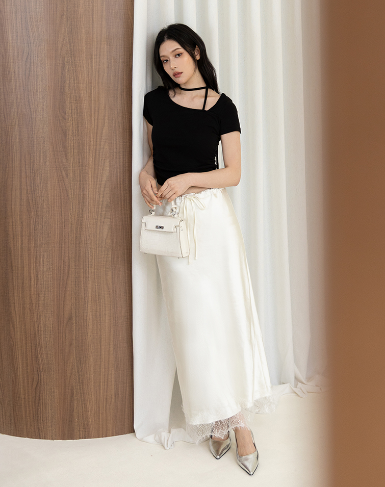 GLOW SATIN TIE SKIRT