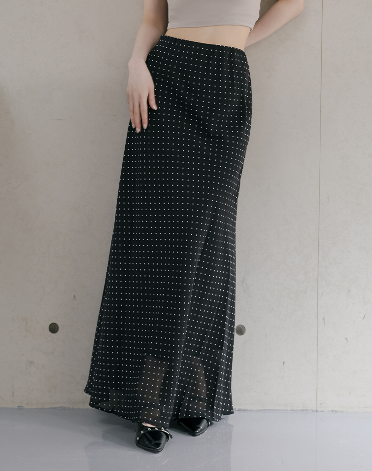 CHIFFON DOT LONG SKIRT