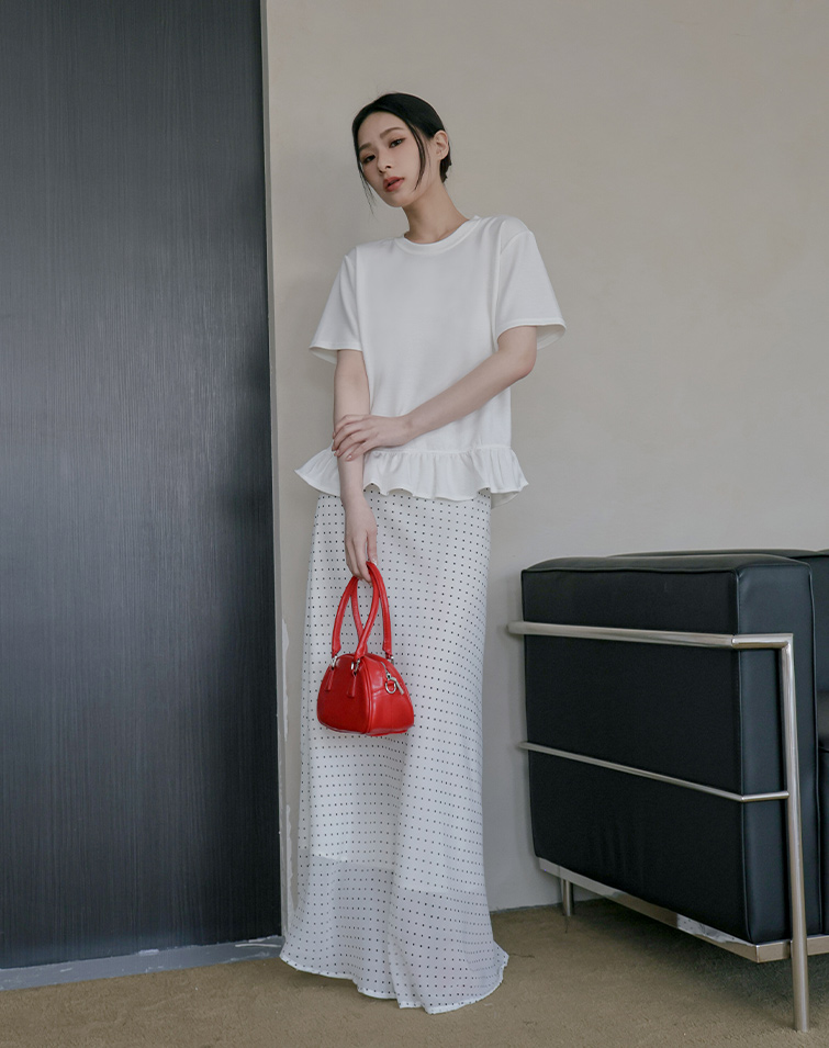 CHIFFON DOT LONG SKIRT
