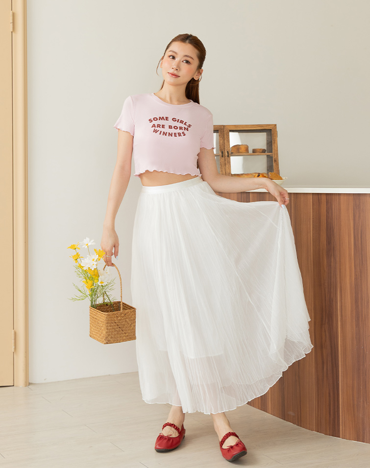 MESH ELASTIC MAXI SKIRT