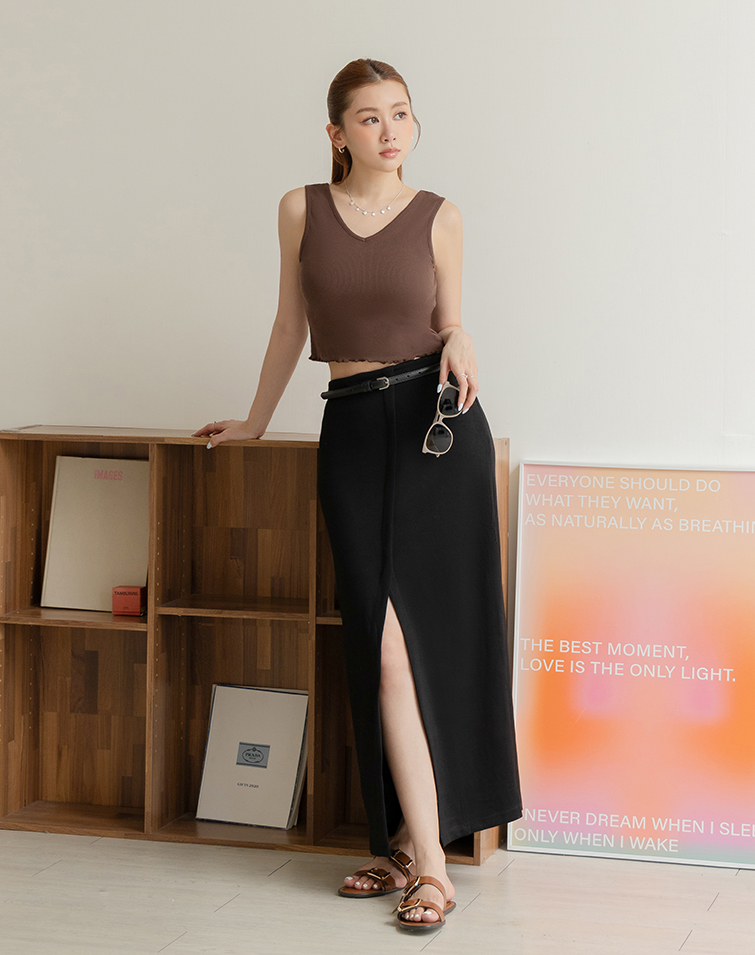 AIR COTTONSLIT MAXI SKIRT