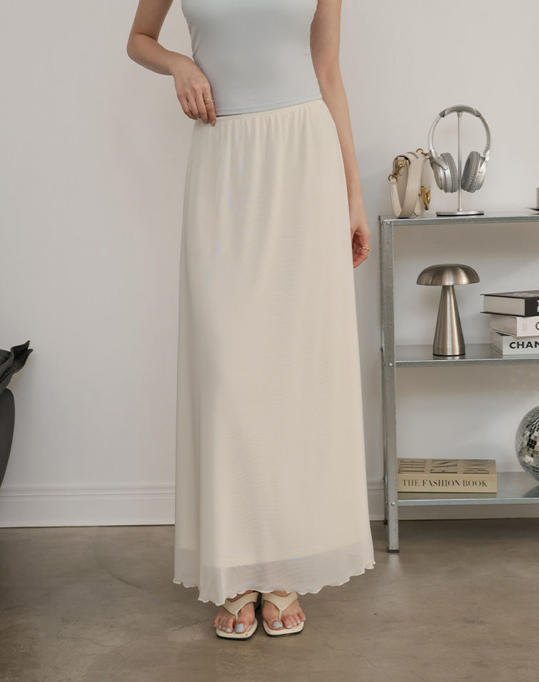 ELASTIC MESH MAXI SKIRT