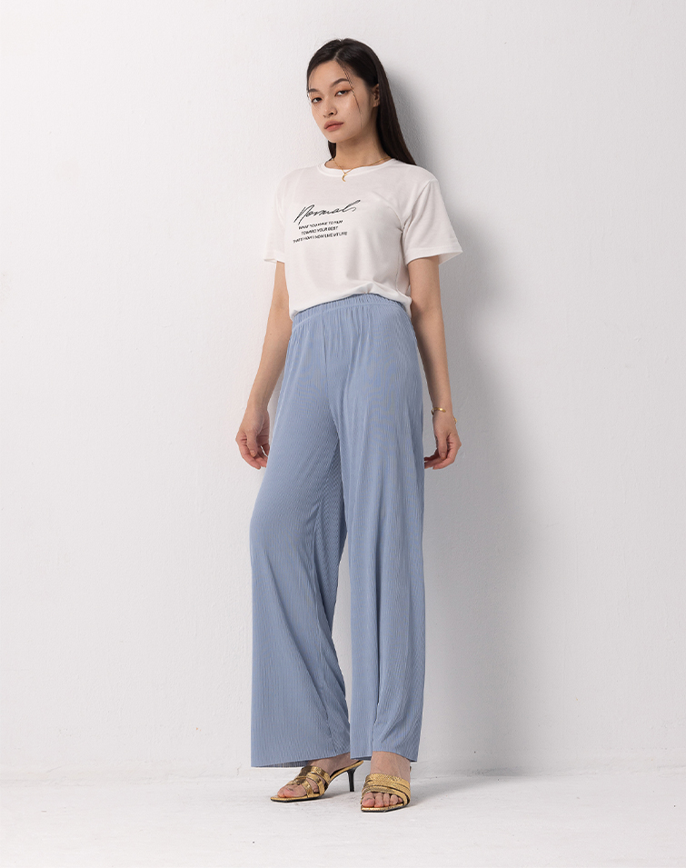 BREEZY ICY SILK RIBBED LONG PANTS