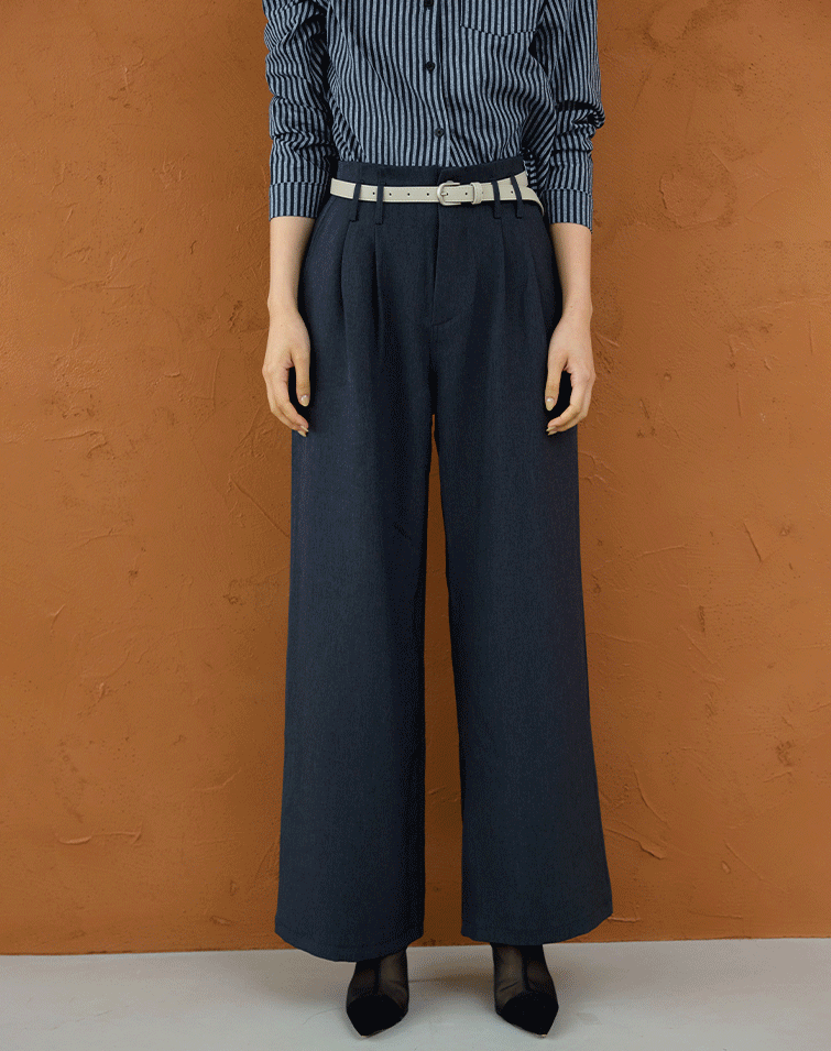 ELEGANT BELTED SUIT TROUSERS