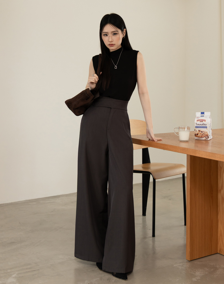 SIDE-TABS WIDE-LEG TROUSERS