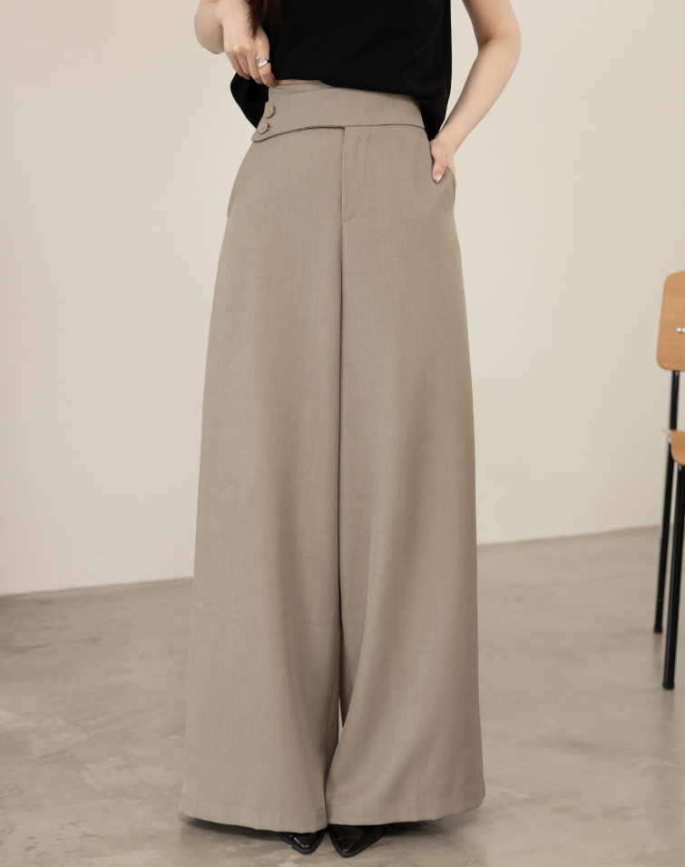 SIDE-TABS WIDE-LEG TROUSERS
