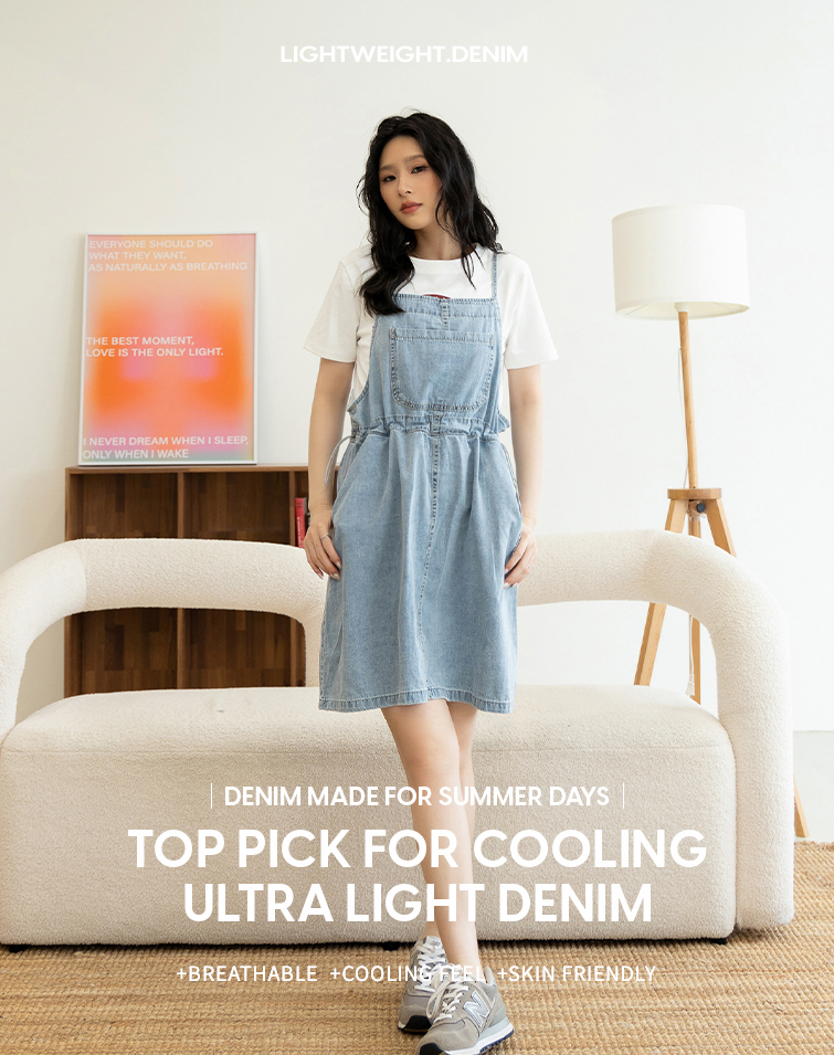 CASUAL DRAWSTRING LARGE POCKET DENIM DRESS