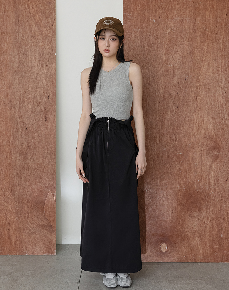 MINIMAL TIE WAIST POCKET STRAP DRESS