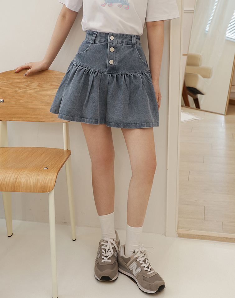 3D LAYERED DESIGN DENIM MINI SKIRT