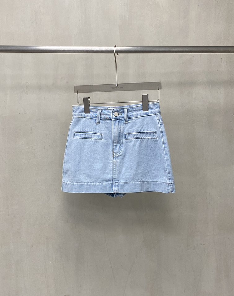 CLASSIC A-LINE POCKET DENIM MINI SKIRT