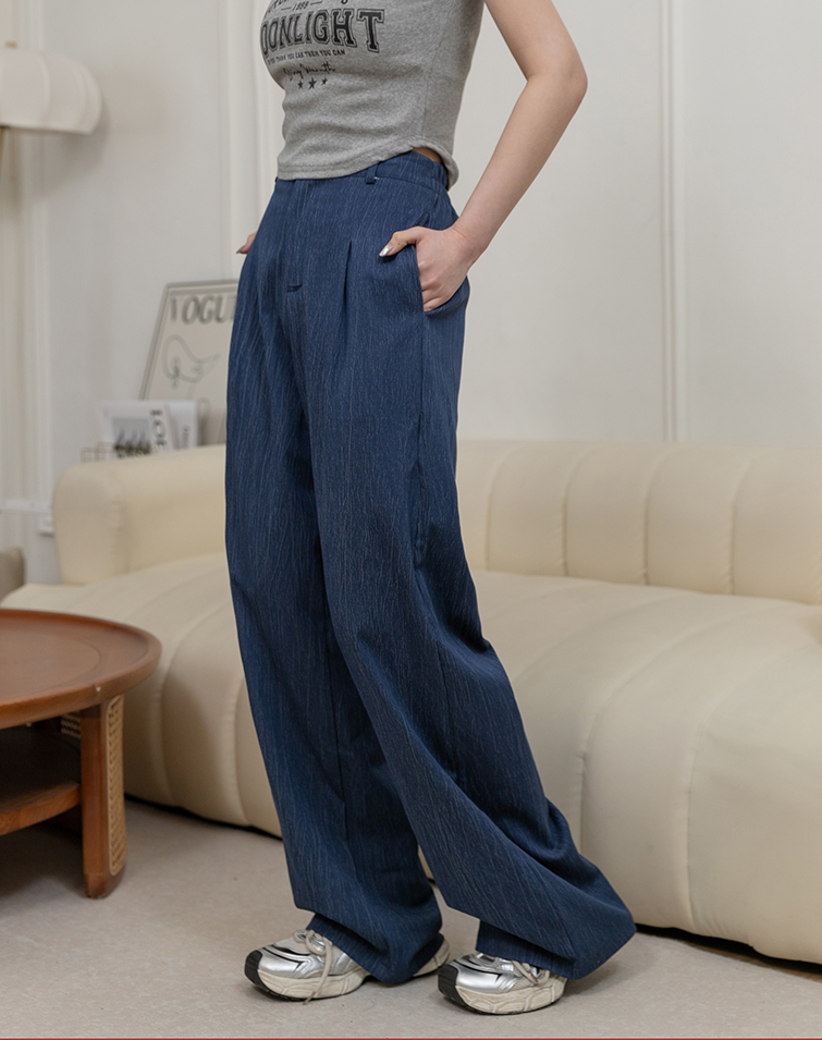 TEXTURED WASHED LONG PANTS