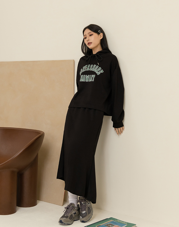 CASUAL HOODED SPORTY SKIRT SET