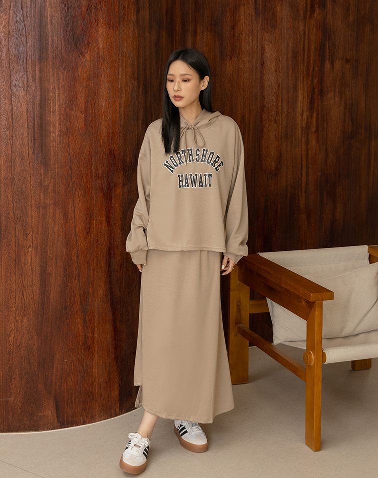 CASUAL HOODED SPORTY SKIRT SET