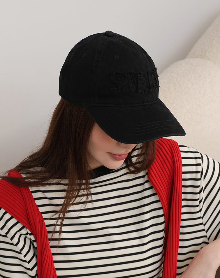 WASHED FRAYED LETTER CAP