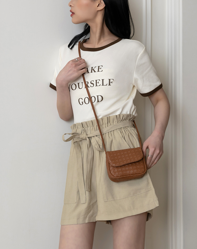 DIAMOND-WEAVE TEXTURED LEATHER MINI BAG