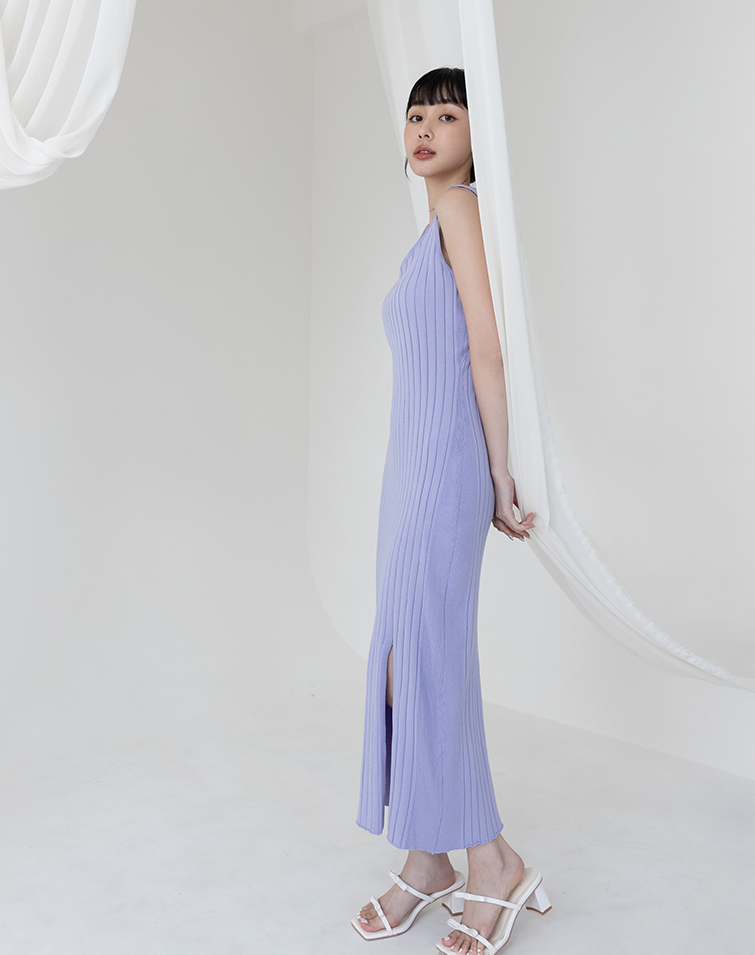 ICY SIDE SLIT RIBBED KNIT MAXI DRESS