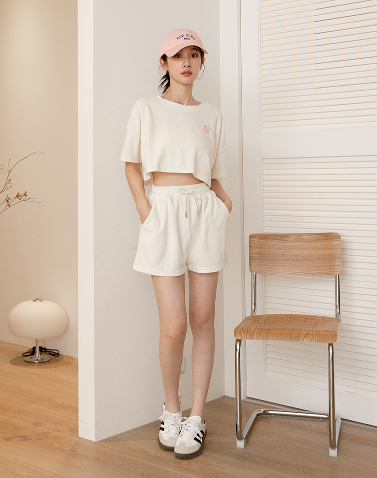 TERRYCLOTH EMBROIDERED CO-ORD SET
