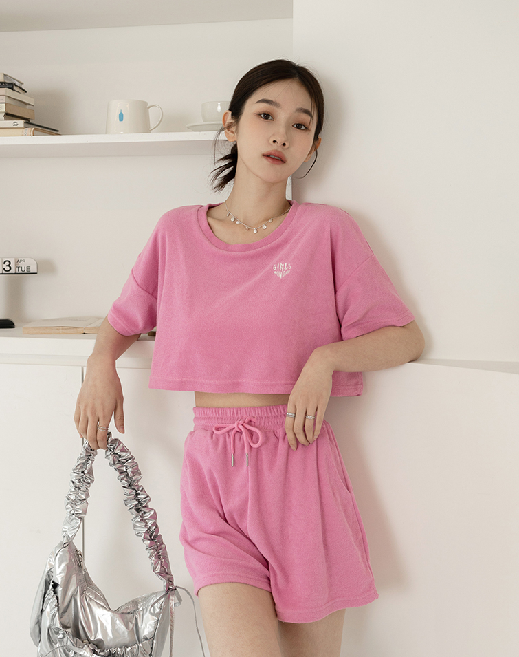 TERRYCLOTH EMBROIDERED CO-ORD SET