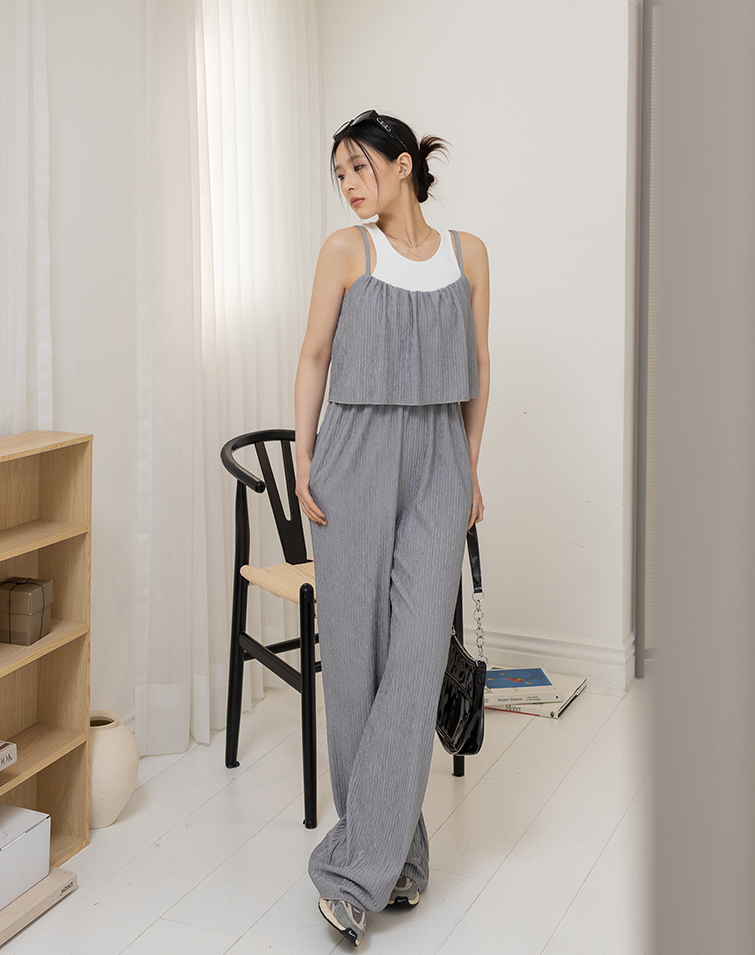 LAZY CASUAL JUMPSUIT WITH WIDE LEG PANTS